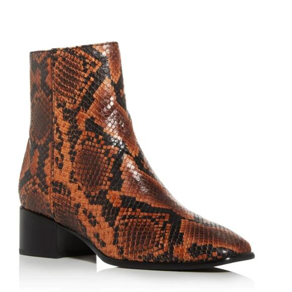 Rag & Bone Aslen Snake Print Leather Booties Size 36.5 / 6.5 - Picture 1 of 8